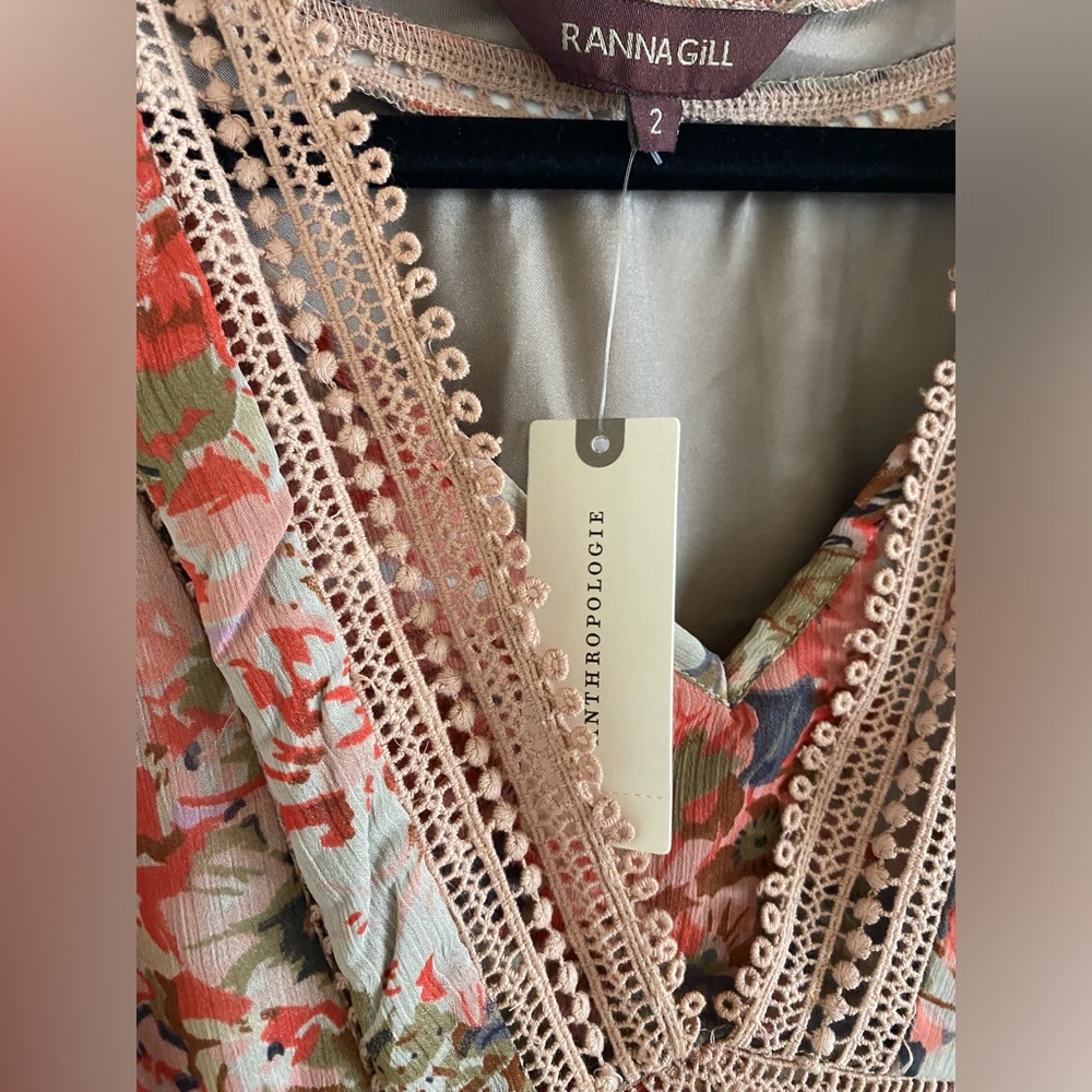 NWT -Anthropologie Ranna Gill Rose Bouquet Dress - size 2 - Picture 6 of 11